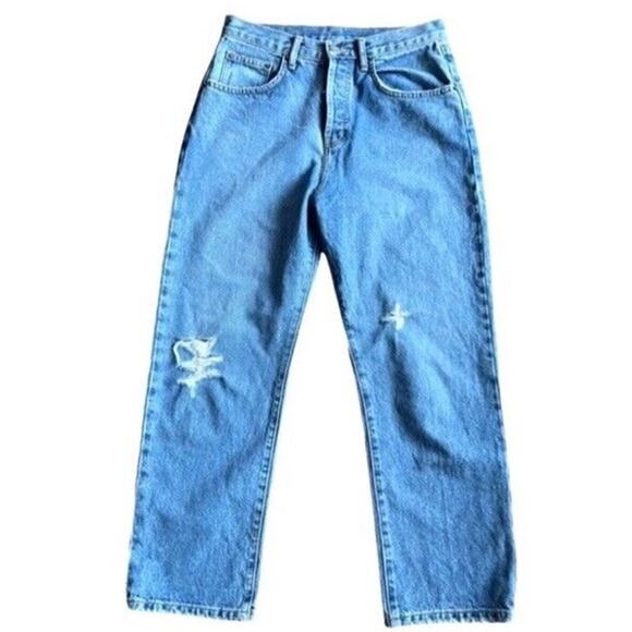 Carmar Capri Jeans Size 26 Oversized Distressed Straight Leg High Rise Light - Picture 1 of 9